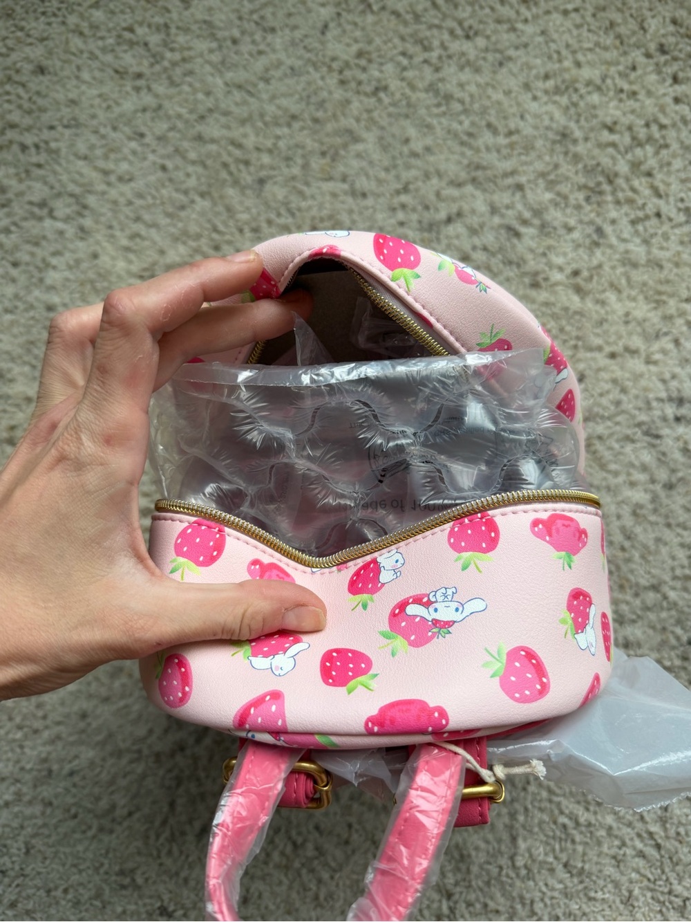 Sanrio Cinnamoroll Strawberry Print Pink Mini Backpack- New with tags! - Picture 2 of 3